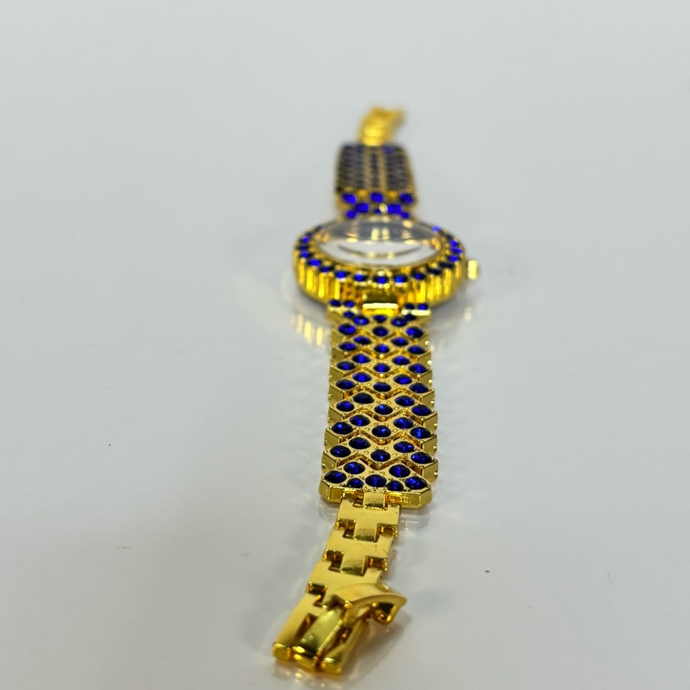 Gold and Blue Jeweled Quartz Watch - Picture 11 of 13